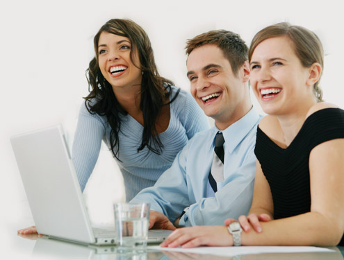 three people smiling